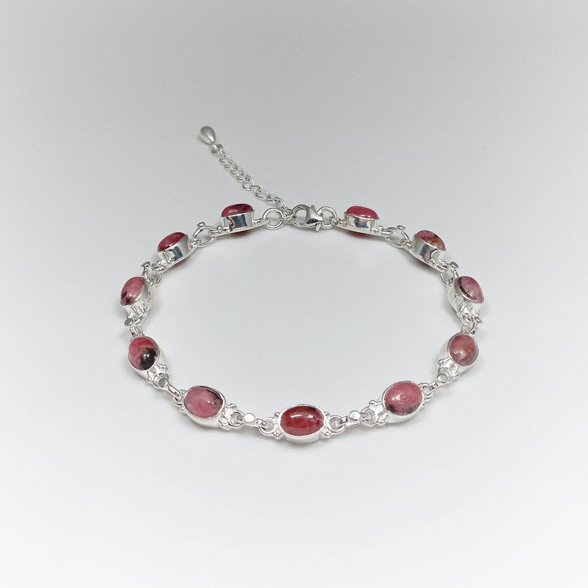 Rhodonite Sterling Silver Bracelet - Rocks and Gems Canada