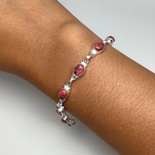 Rhodonite Sterling Silver Bracelet - Rocks and Gems Canada