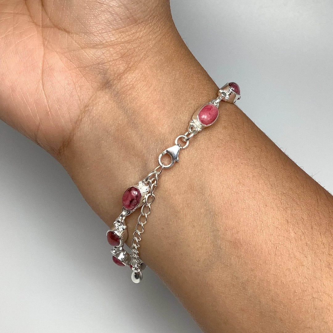 Rhodonite Sterling Silver Bracelet - Rocks and Gems Canada