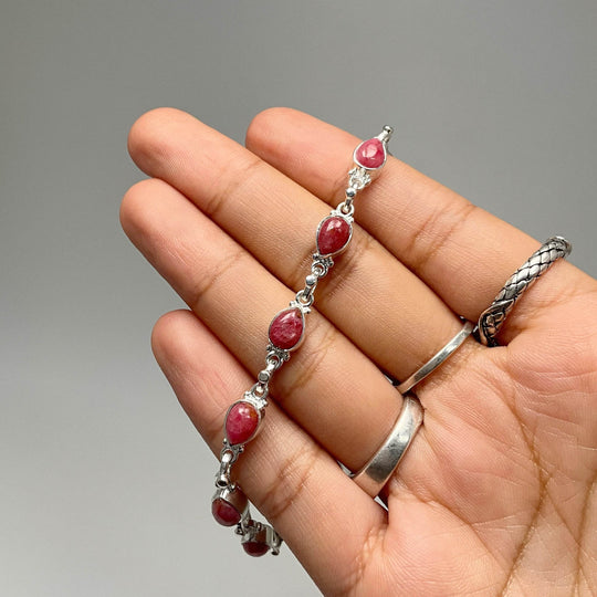 Rhodonite Sterling Silver Bracelet - Rocks and Gems Canada