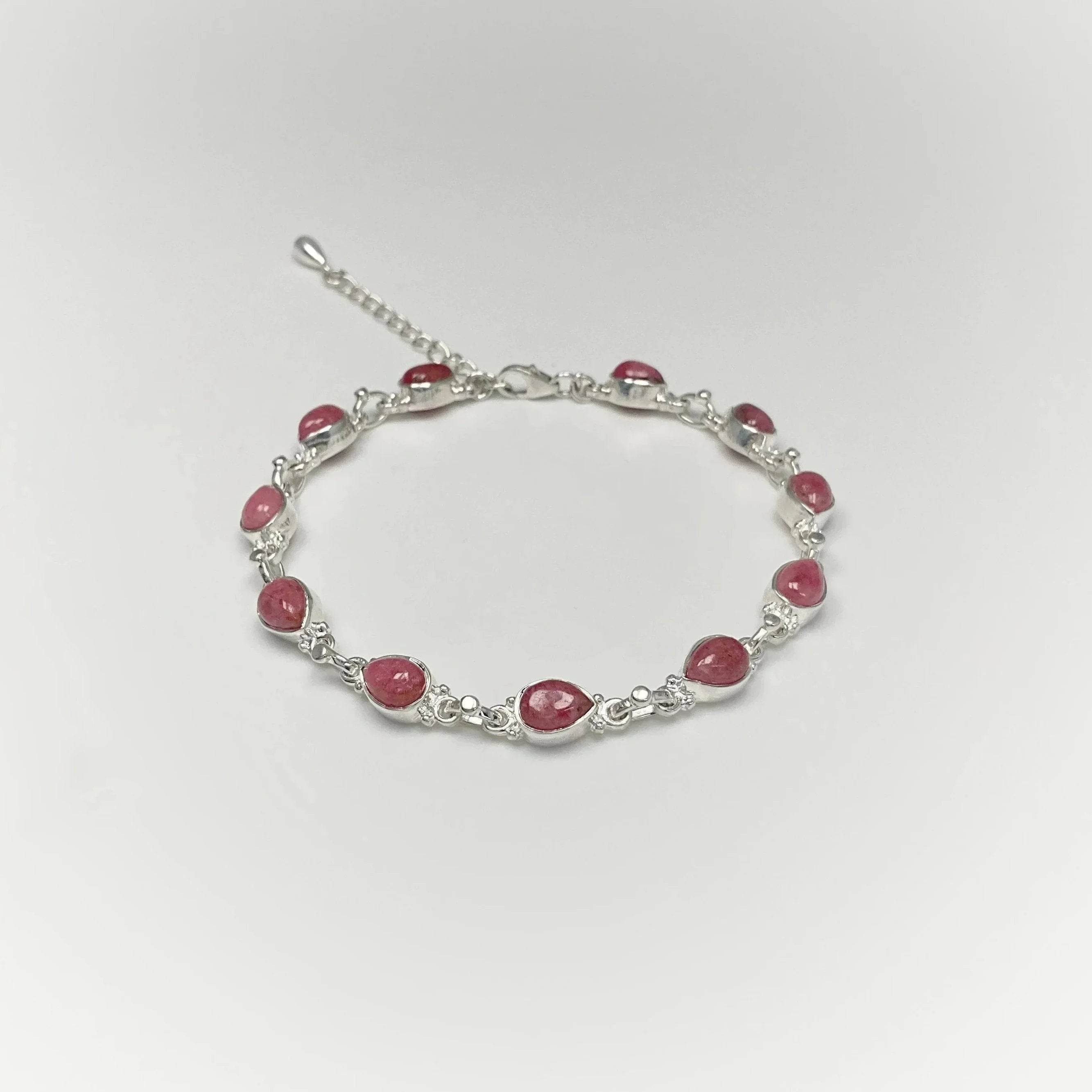 Rhodonite Sterling Silver Bracelet - Rocks and Gems Canada