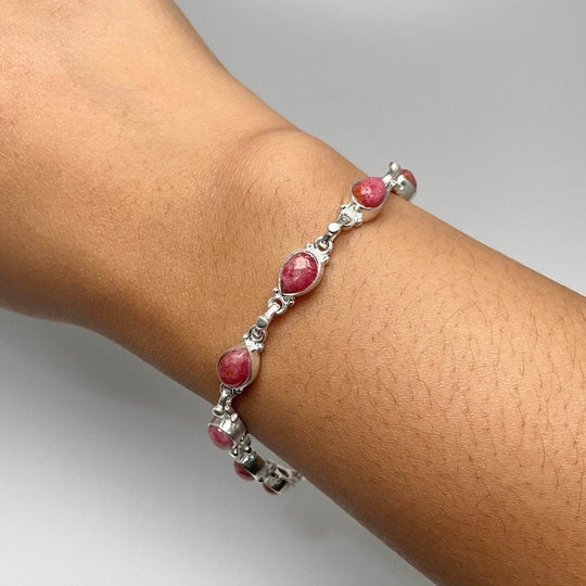 Rhodonite Sterling Silver Bracelet - Rocks and Gems Canada