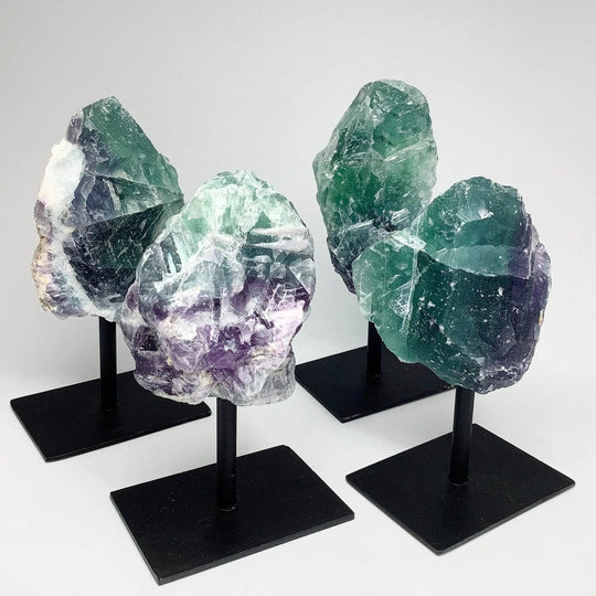 Rough Fluorite on Metal Display Stand - Rocks and Gems Canada