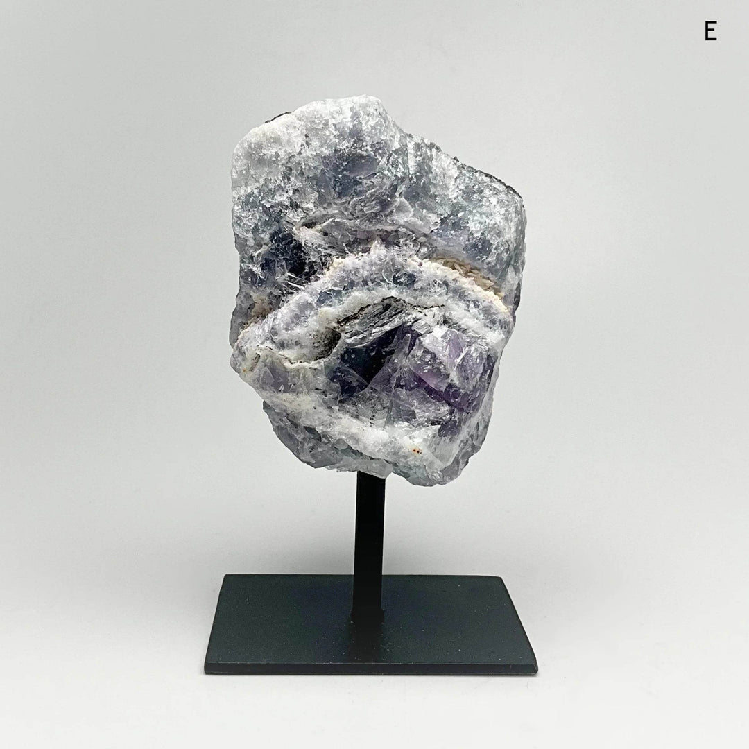 Rough Fluorite on Metal Display Stand - Rocks and Gems Canada