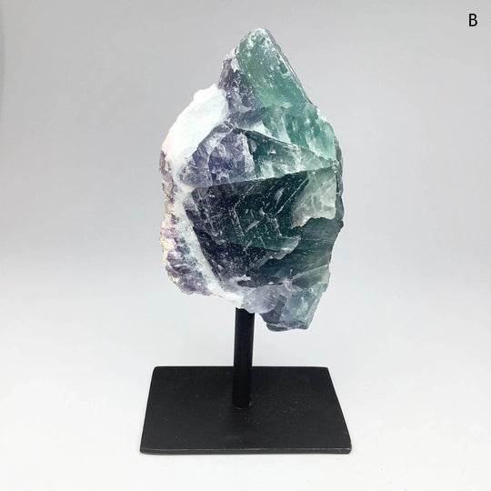 Rough Fluorite on Metal Display Stand - Rocks and Gems Canada
