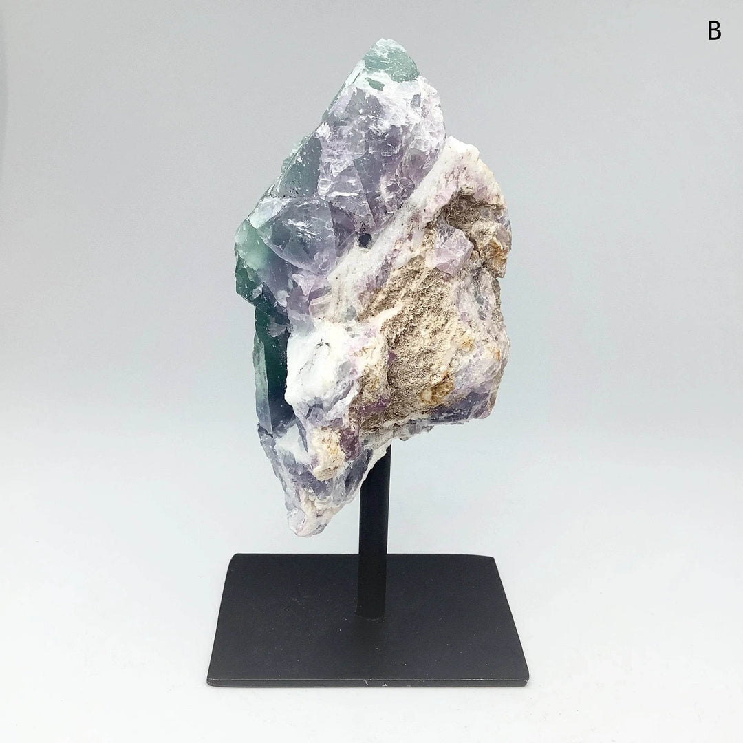 Rough Fluorite on Metal Display Stand - Rocks and Gems Canada