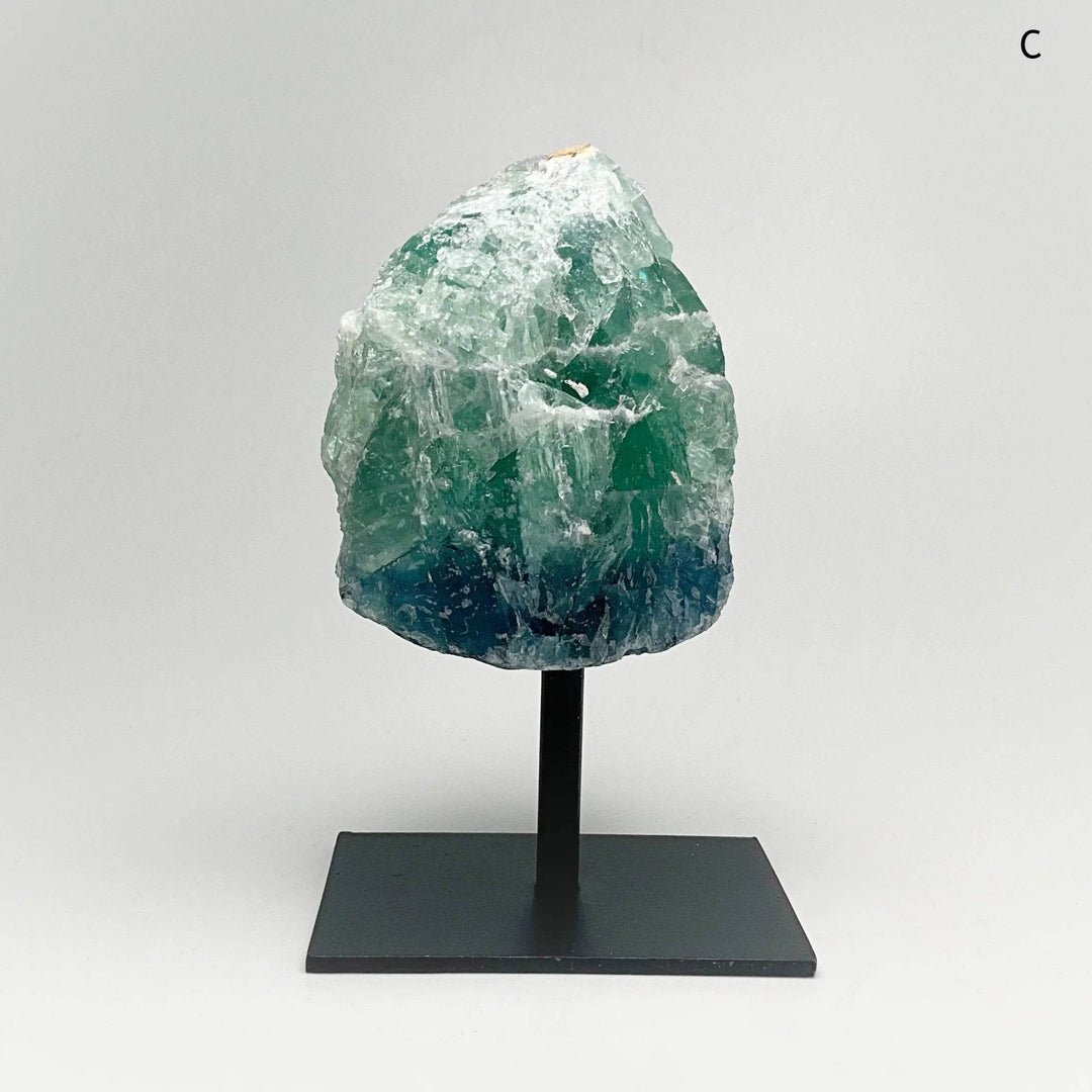 Rough Fluorite on Metal Display Stand - Rocks and Gems Canada