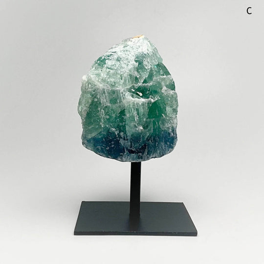 Rough Fluorite on Metal Display Stand - Rocks and Gems Canada