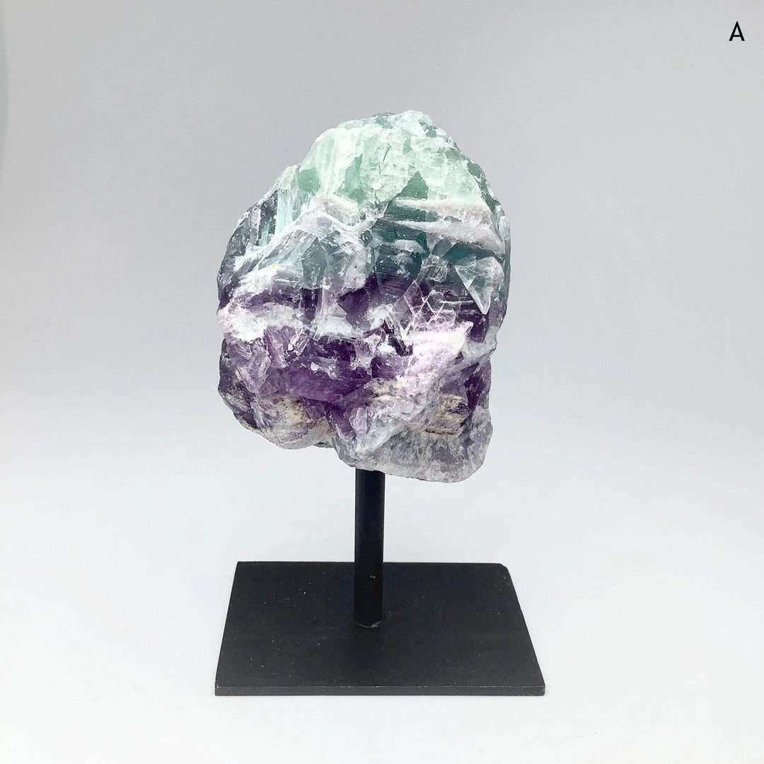Rough Fluorite on Metal Display Stand - Rocks and Gems Canada