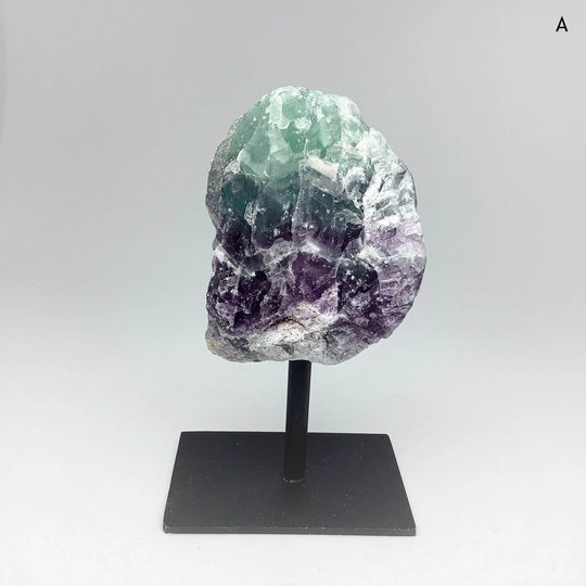 Rough Fluorite on Metal Display Stand - Rocks and Gems Canada