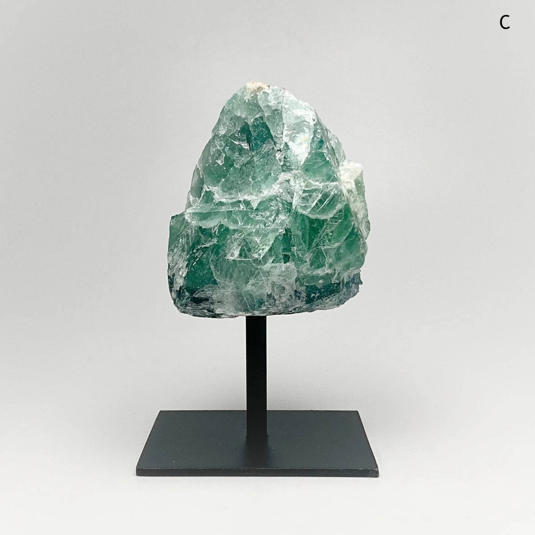 Rough Fluorite on Metal Display Stand - Rocks and Gems Canada