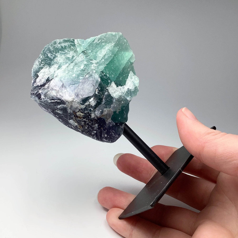 Rough Fluorite on Metal Display Stand - Rocks and Gems Canada