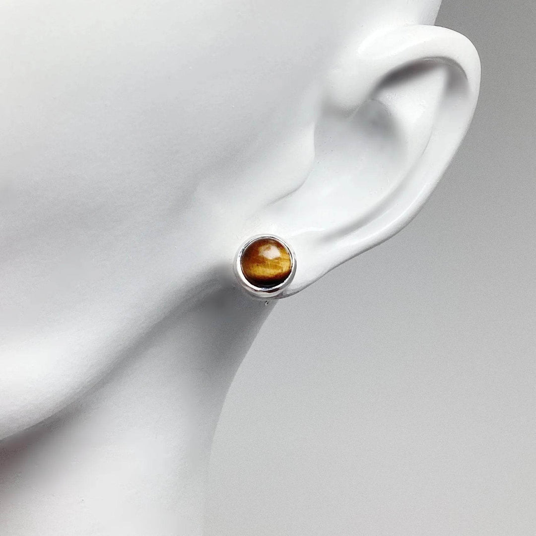 Tiger Eye Stud Earrings - Rocks and Gems Canada