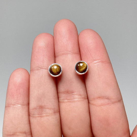 Tiger Eye Stud Earrings - Rocks and Gems Canada