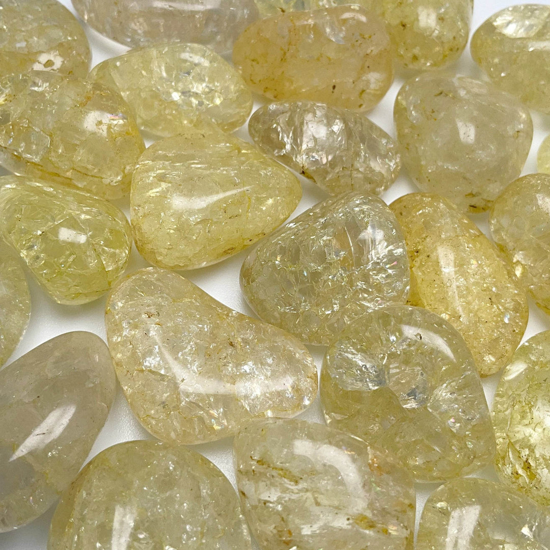 Yellow Crackle Quartz Small Tumbles Pouch - Rocks and Gems Canada