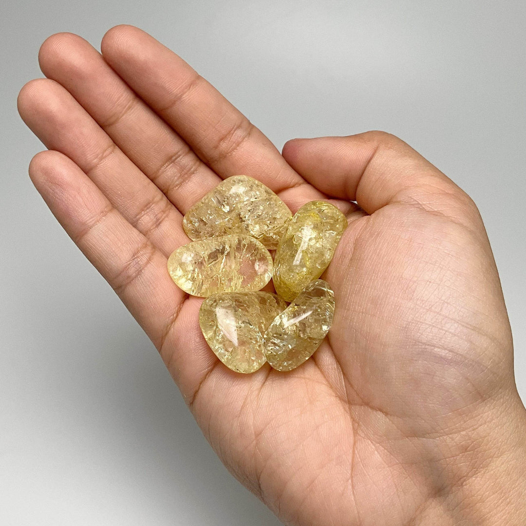Yellow Crackle Quartz Small Tumbles Pouch - Rocks and Gems Canada
