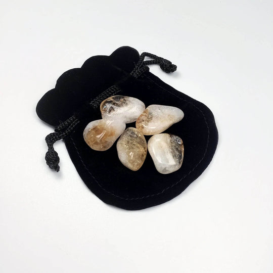 Citrine Small Tumbles Pouch - Rocks and Gems Canada