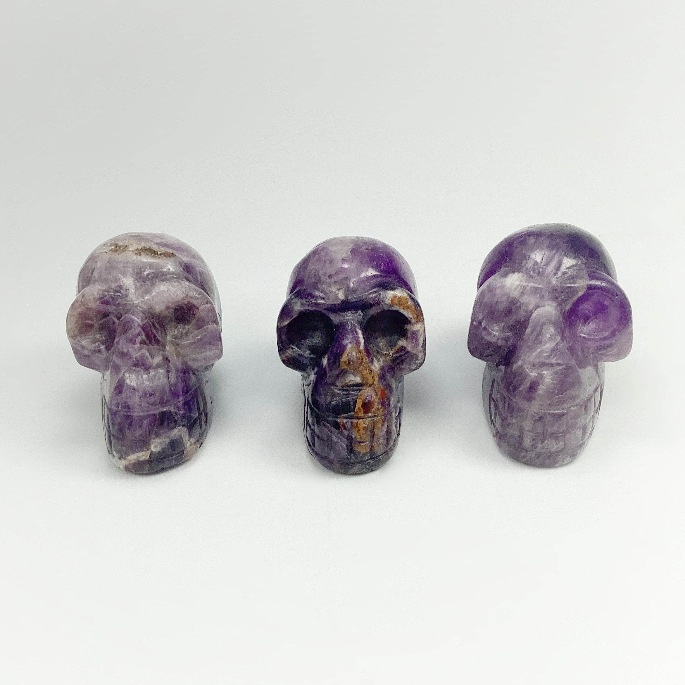 Carved Chevron Amethyst Skull - Rocks and Gems Canada