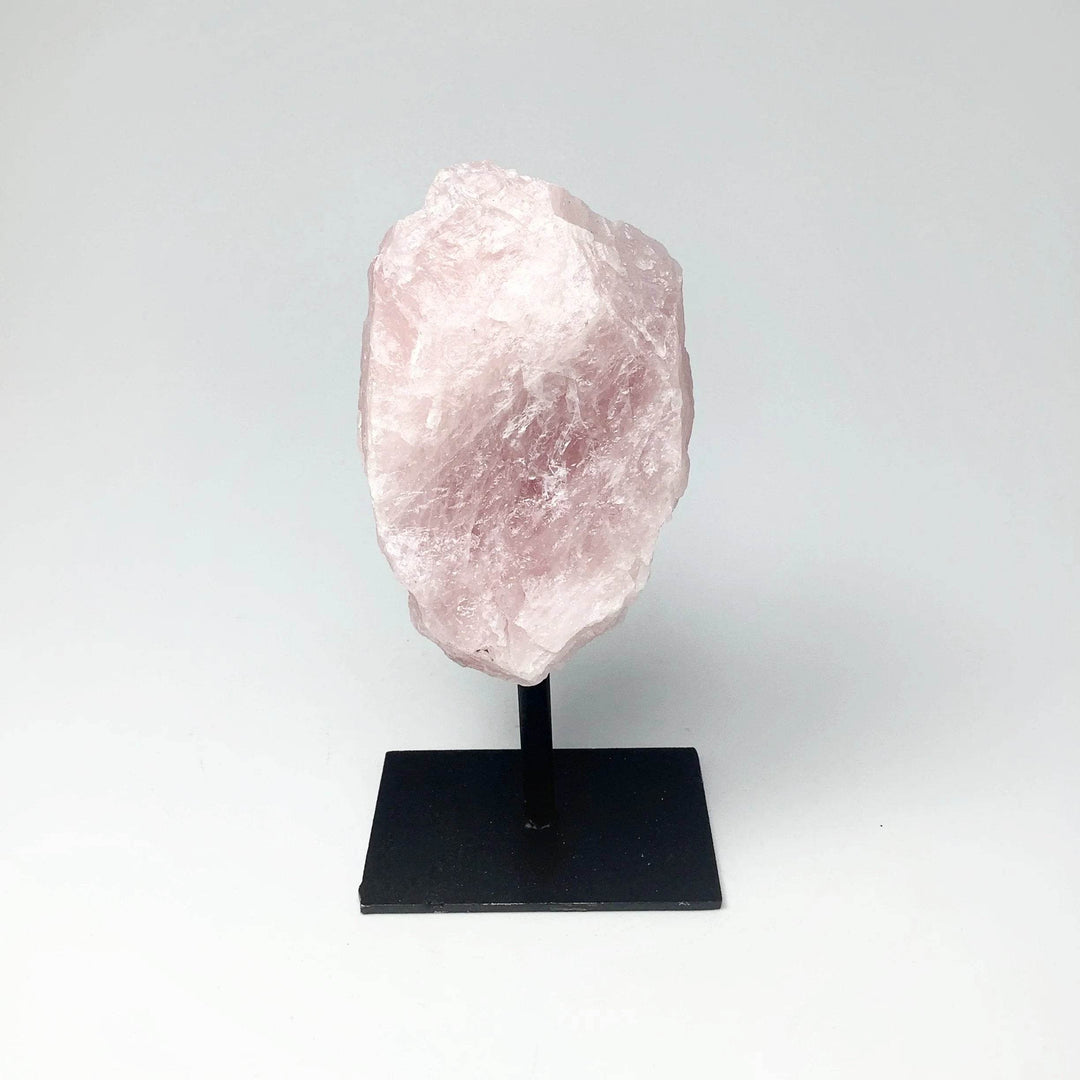 Rough Rose Quartz on Display Stand - Rocks and Gems Canada