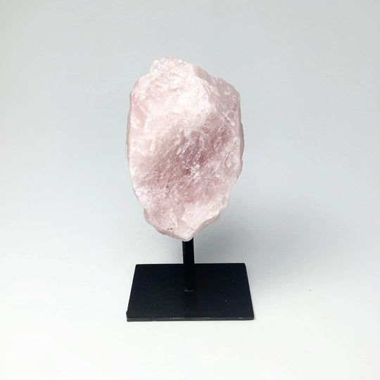 Rough Rose Quartz on Display Stand - Rocks and Gems Canada