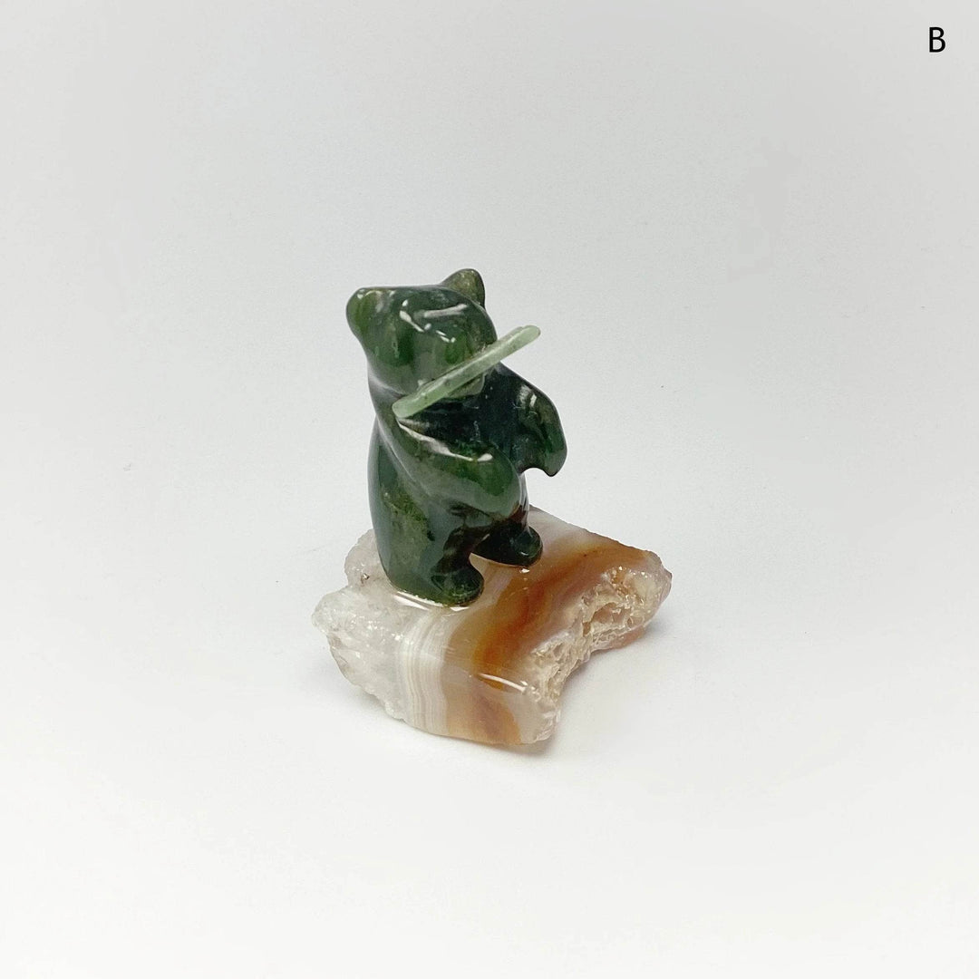 Jade Bear Carving on Base - Rocks and Gems Canada