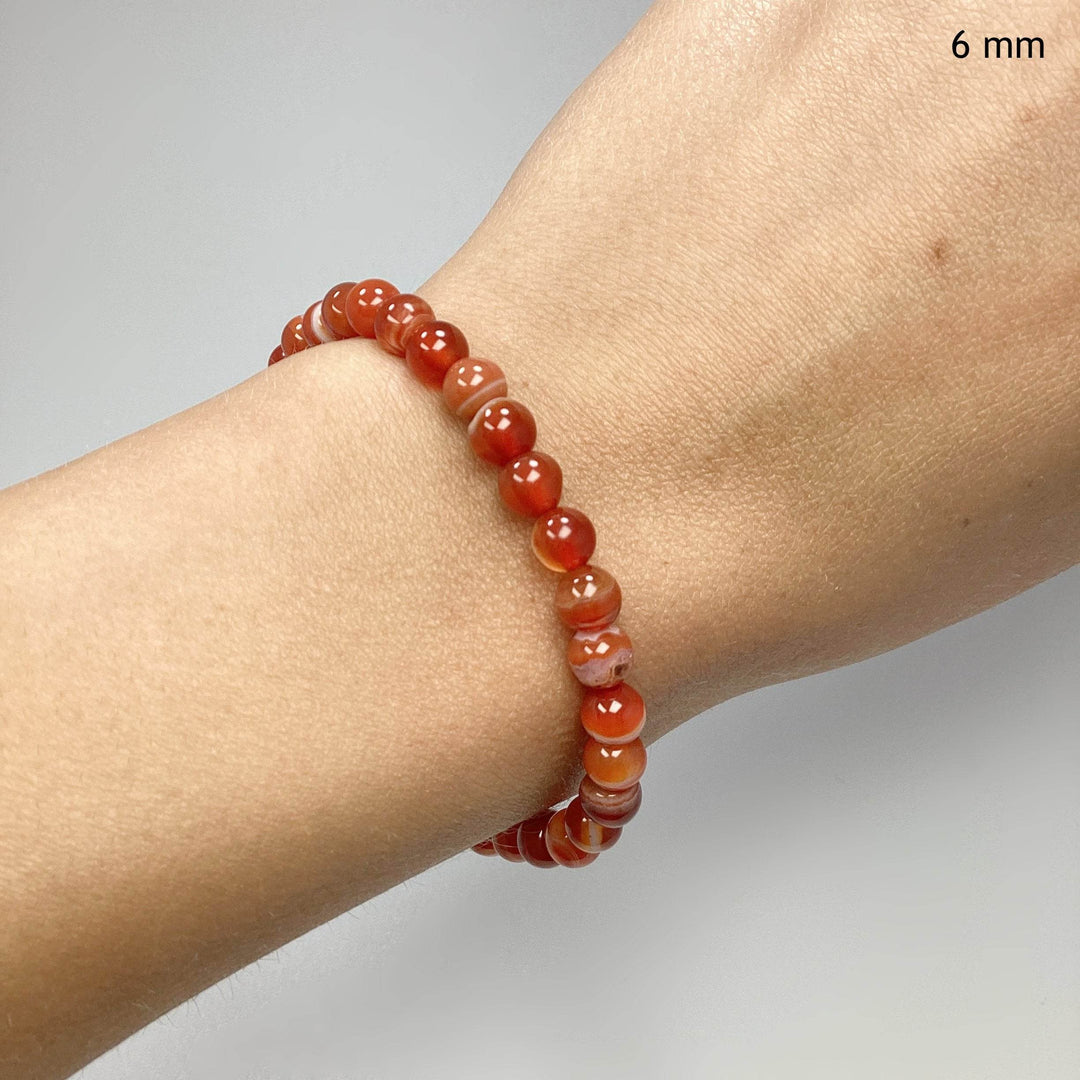 Banded Carnelian Agate Beaded Bracelet - Rocks and Gems Canada