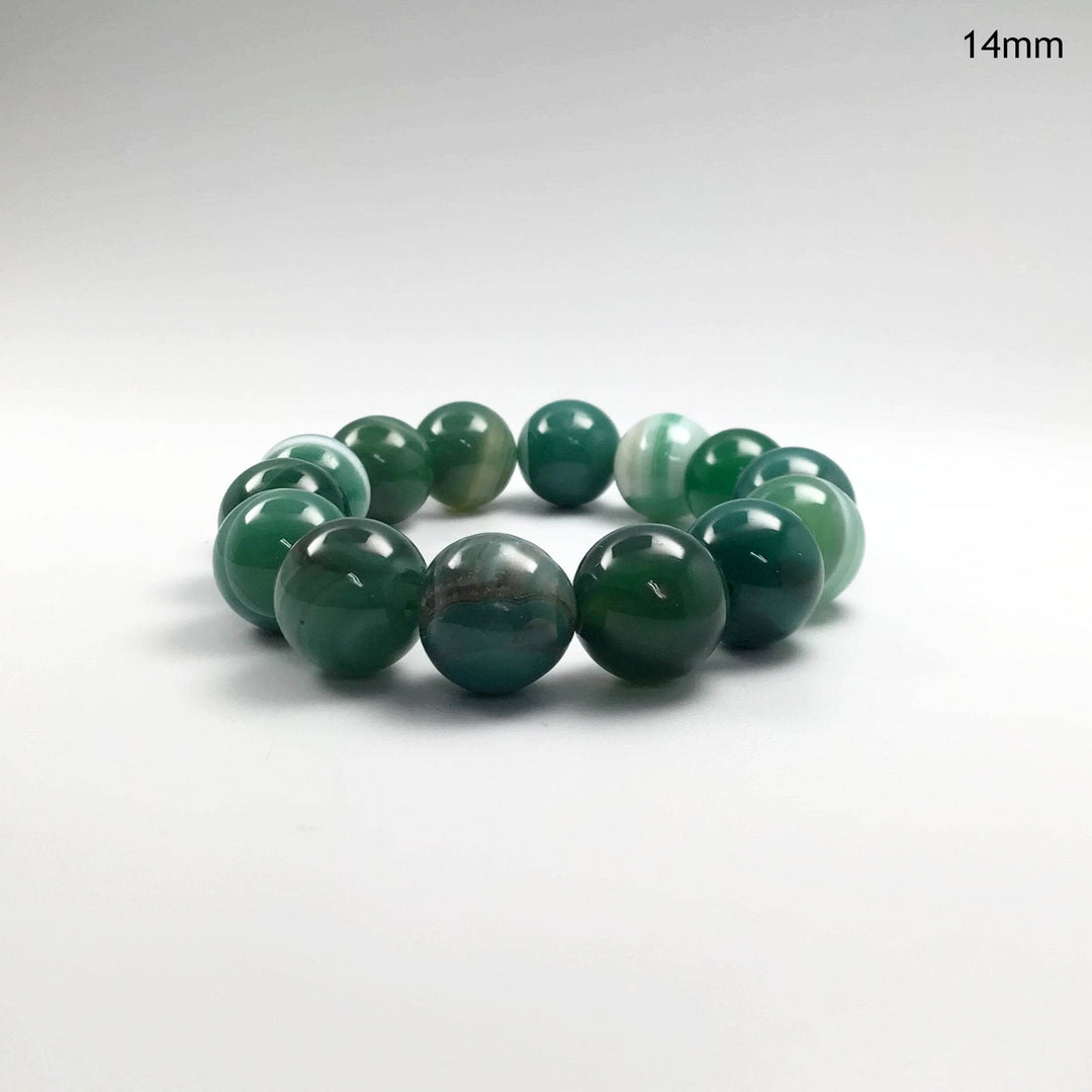 Banded Green Agate Beaded Bracelet - Rocks and Gems Canada