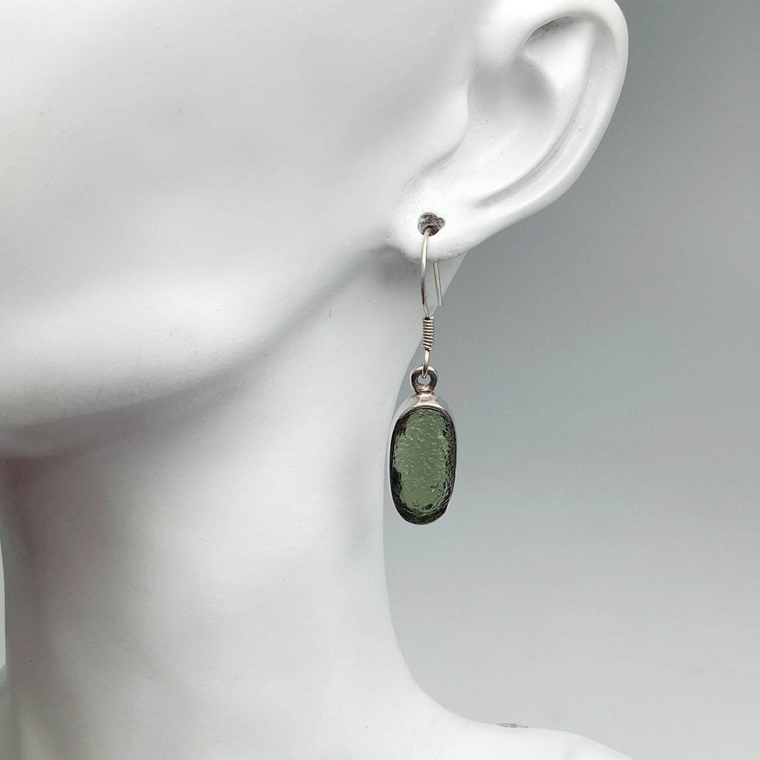 Moldavite Dangle Earrings - Rocks and Gems Canada