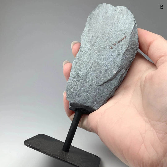 Raw Hematite on Metal Display Stand - Rocks and Gems Canada
