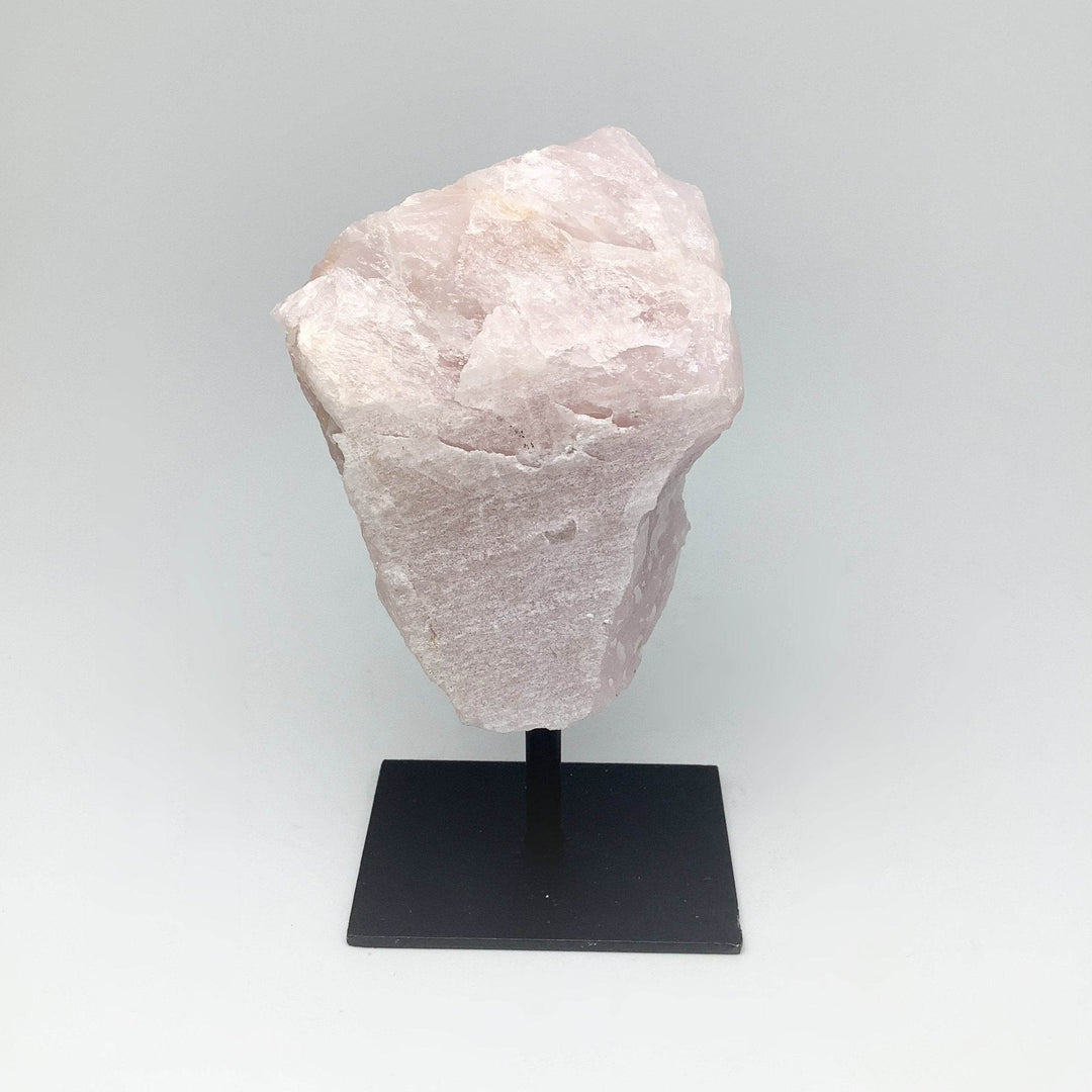 Rough Rose Quartz on Display Stand - Rocks and Gems Canada