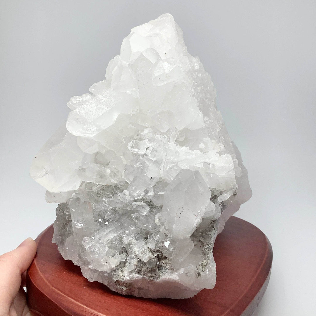 Quartz Cluster Lamp with Wooden Base - Rocks and Gems Canada