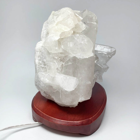 Quartz Cluster Lamp with Wooden Base - Rocks and Gems Canada