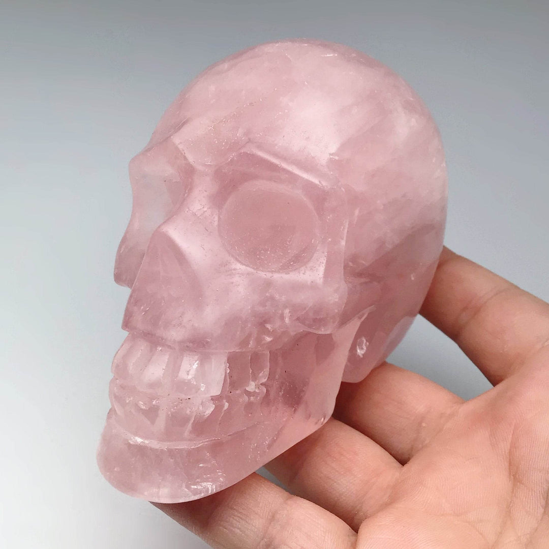 Carved Rose Quartz Skull - Rocks and Gems Canada