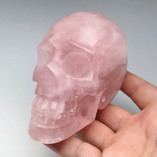 Carved Rose Quartz Skull - Rocks and Gems Canada