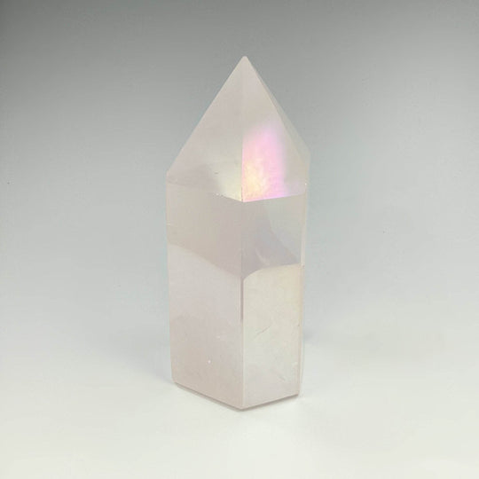 Polished Opalescent Rose Quartz Point - Rocks and Gems Canada