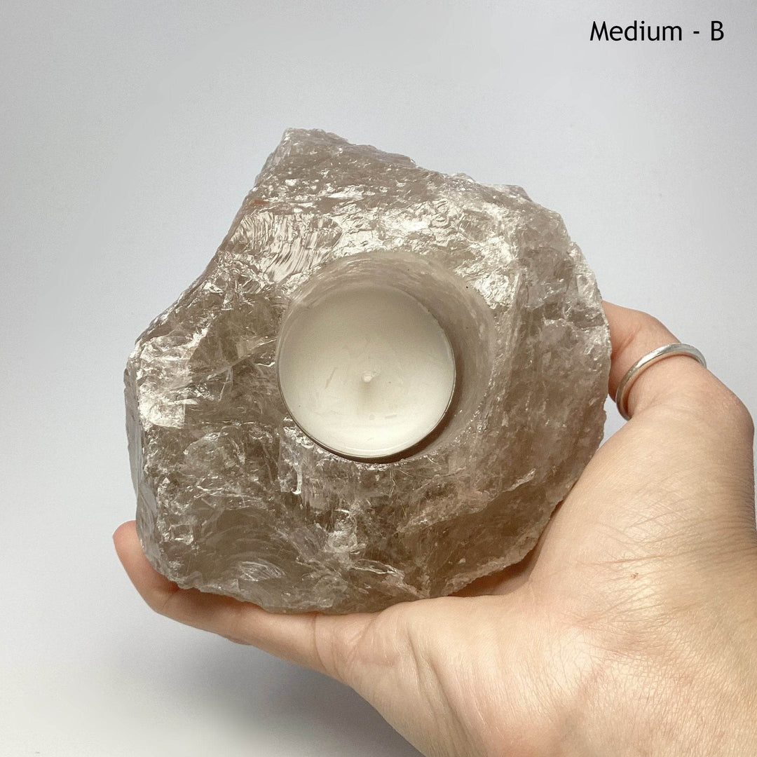 Rough Smoky Quartz Candle Holder - Rocks and Gems Canada