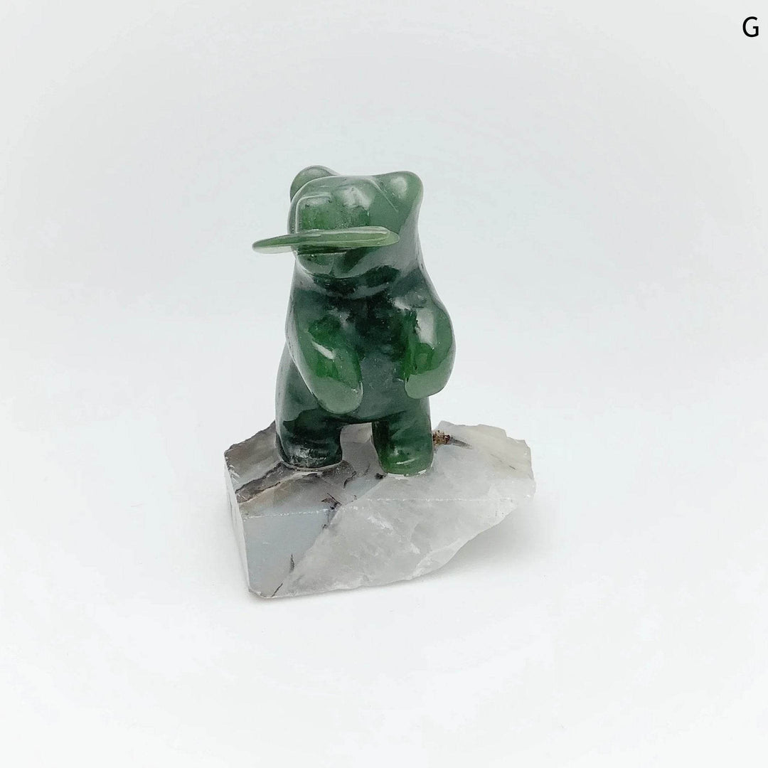 Jade Bear Carving on Base - Rocks and Gems Canada