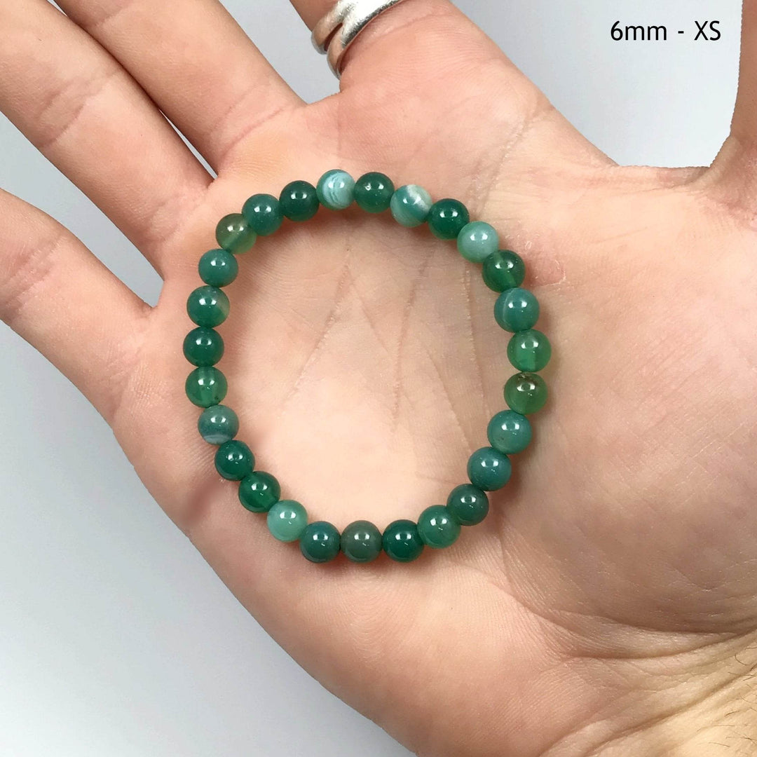 Banded Green Agate Beaded Bracelet - Rocks and Gems Canada