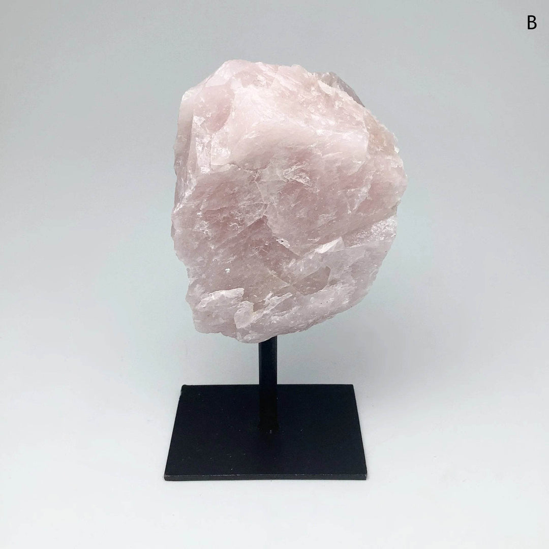 Rough Rose Quartz on Display Stand - Rocks and Gems Canada