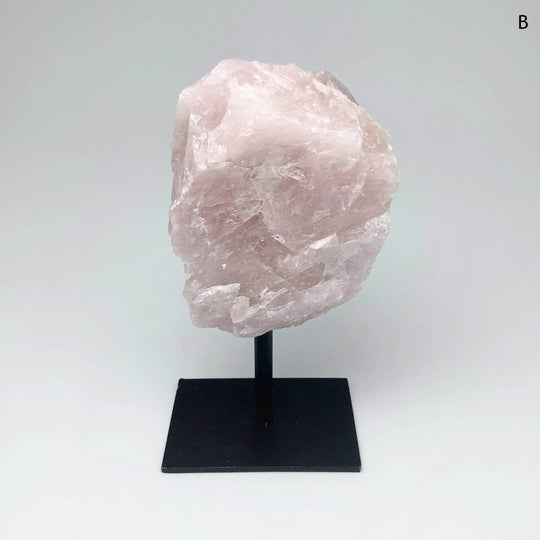 Rough Rose Quartz on Display Stand - Rocks and Gems Canada