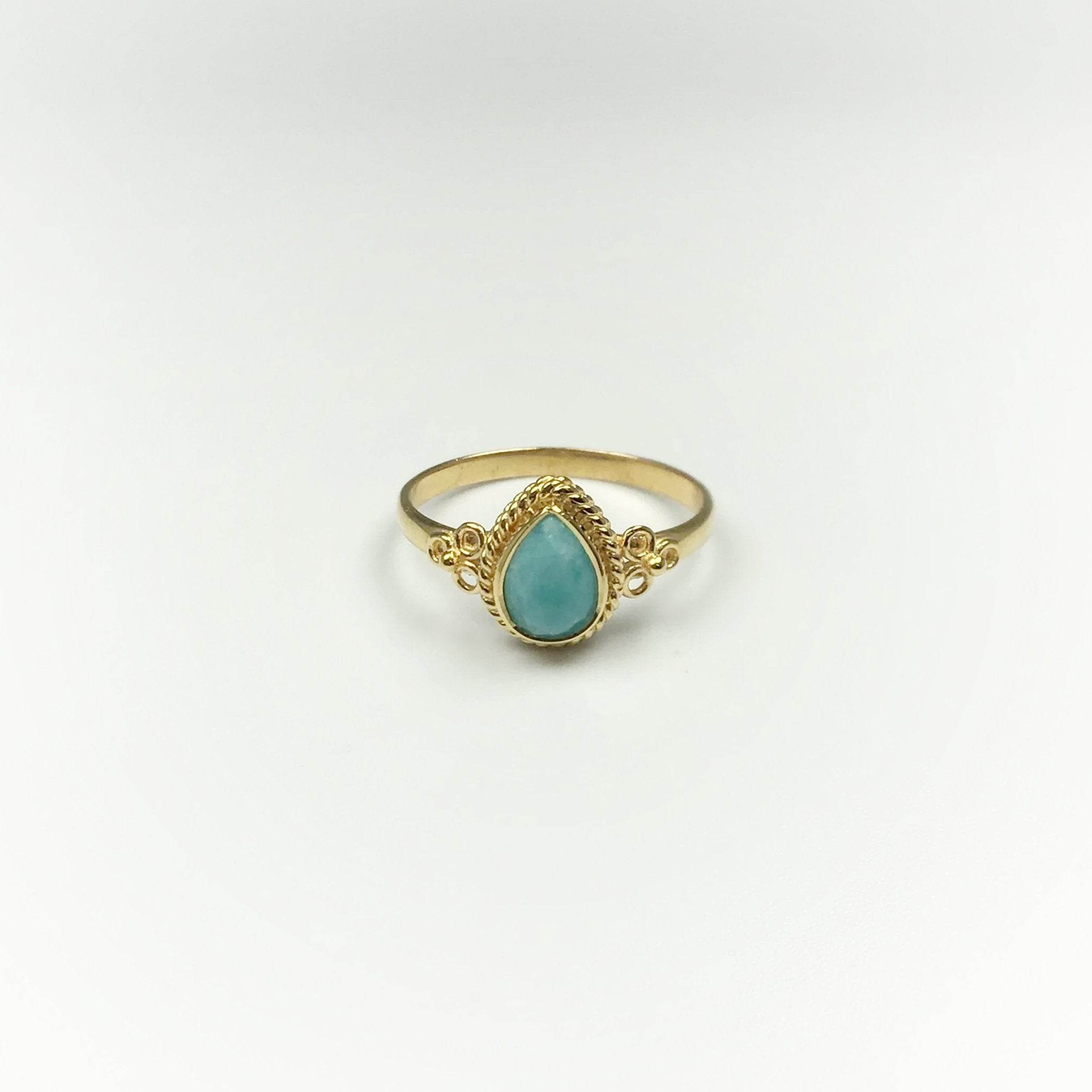 Amazonite Gold Finish Ring - Rocks and Gems Canada