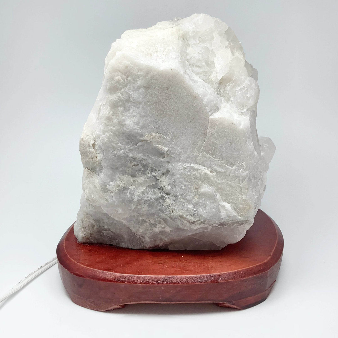 Quartz Cluster Lamp with Wooden Base - Rocks and Gems Canada