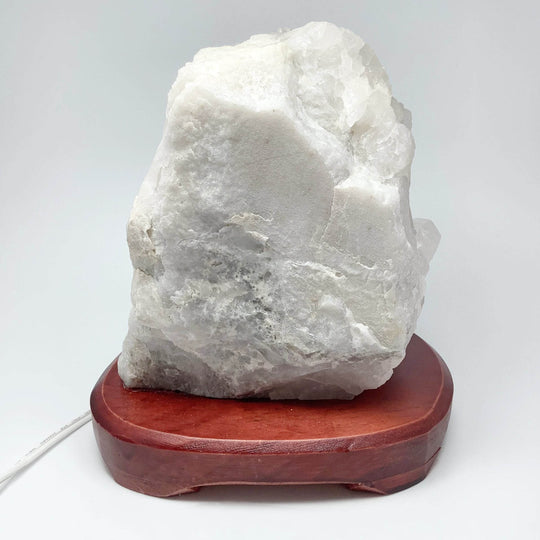 Quartz Cluster Lamp with Wooden Base - Rocks and Gems Canada