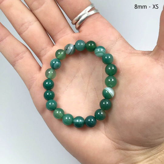 Banded Green Agate Beaded Bracelet - Rocks and Gems Canada