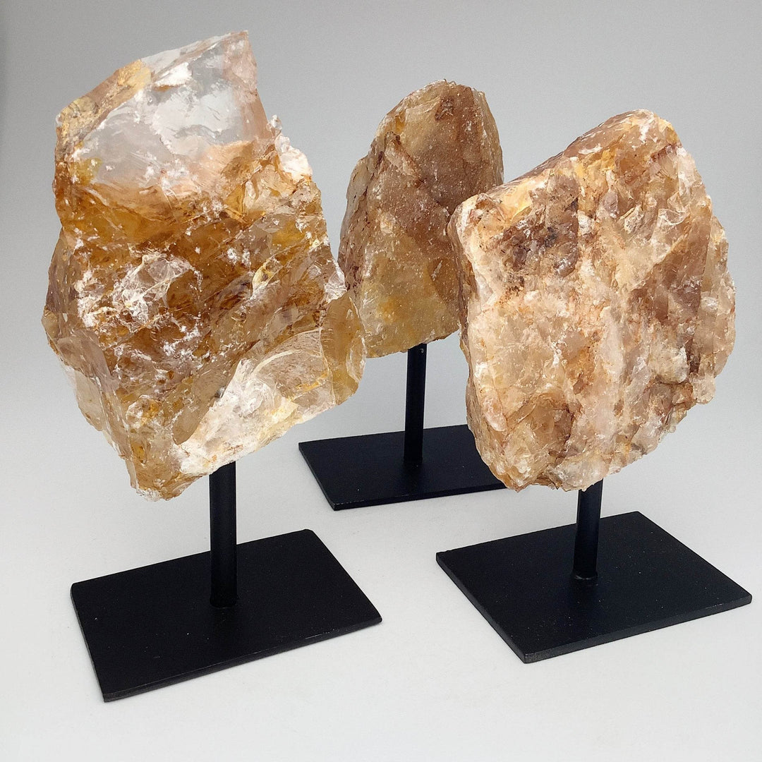 Golden Healing Quartz On Metal Display Stand - Rocks and Gems Canada