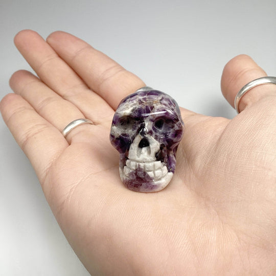 Carved Chevron Amethyst Skull - Rocks and Gems Canada