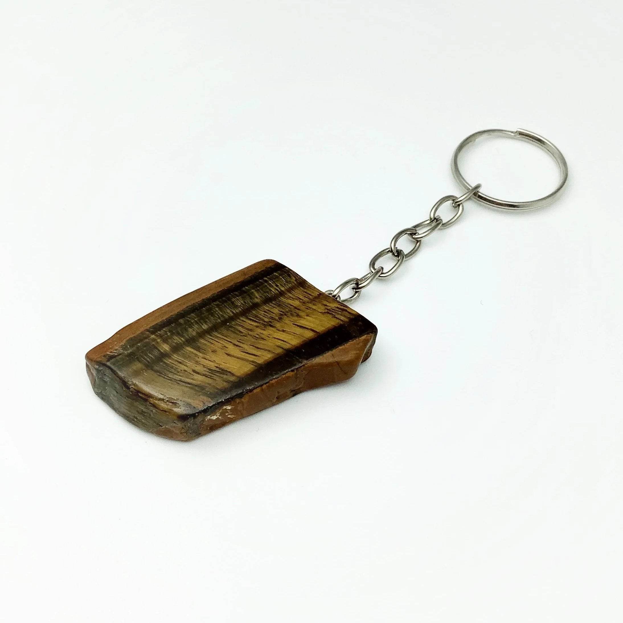 Tiger Eye Slice Keychain - Rocks and Gems Canada