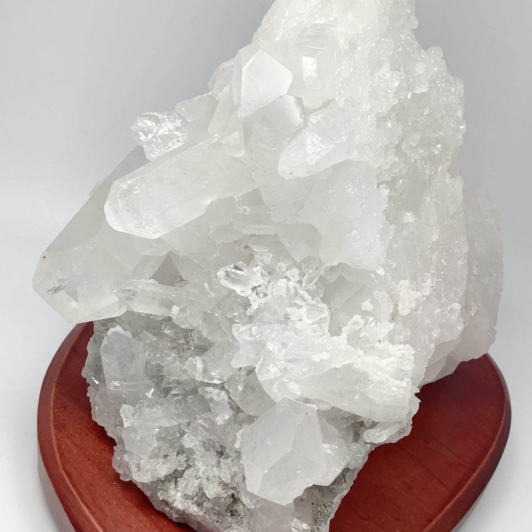 Quartz Cluster Lamp with Wooden Base - Rocks and Gems Canada