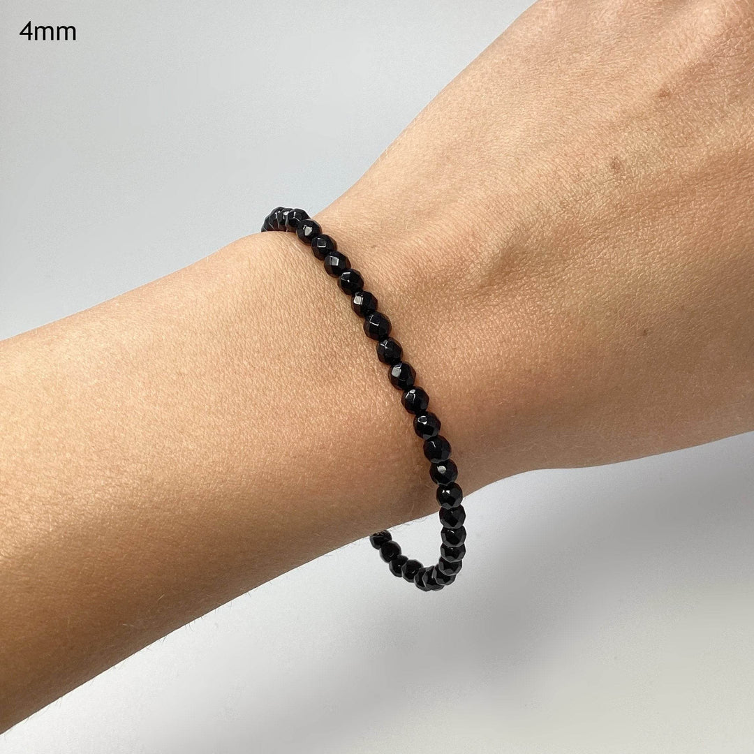 Black Onyx Faceted Beaded Bracelet - Rocks and Gems Canada