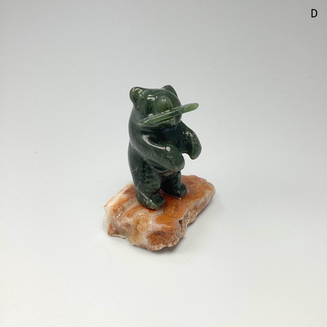 Jade Bear Carving on Base - Rocks and Gems Canada
